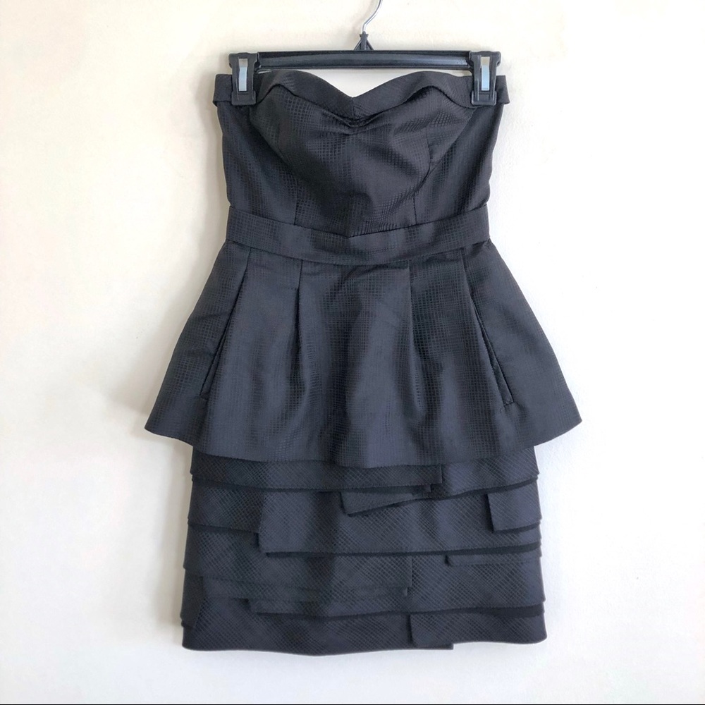 BCBGMaxAzria Black Strapless Layered Dress Sz 2